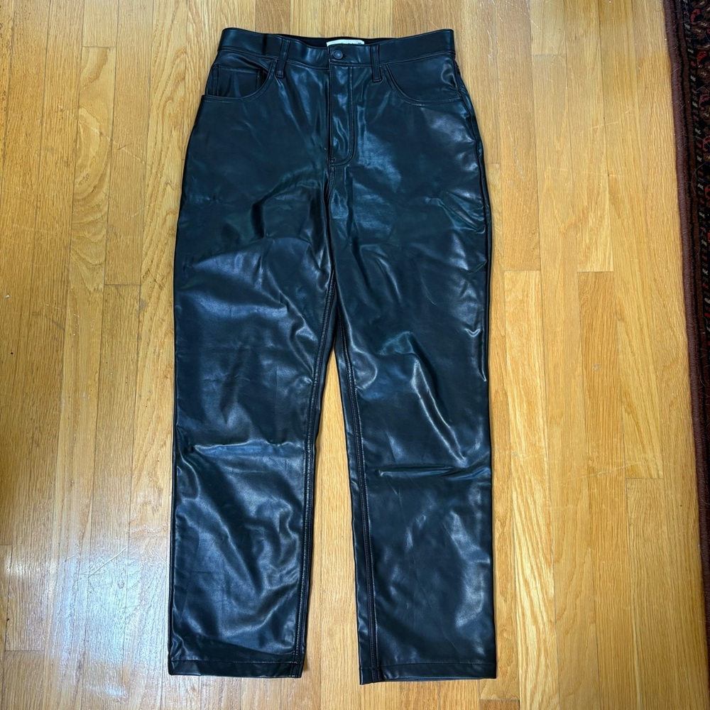 Abercrombie The 90’s Straight Ultra High Rise Leather Pants